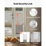 Dog Door for Sliding Glass Door, 2311-2439 mm Adjustable Height, Aluminum Alloy Frame with Metal Rotating Hinges, Lock Design, 2