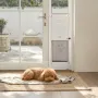 Dog Door for Sliding Glass Door, 2311-2439 mm Adjustable Height, Aluminum Alloy Frame with Metal Rotating Hinges, Lock Design, 2