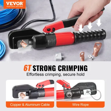 Hydraulic Crimping Tool with 9 Sets of Dies AWG12-2/0 Copper And Aluminum Terminal Battery Lug Crimper, with a Cutting Pliers, G