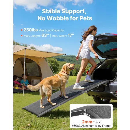 Dog Ramp for Cars, 160 x 43.2 cm, Folding Pet Ramps for Medium & Large Dogs up to 113 kg, Pet Stair Ramp with Non-Slip Oxford Fa