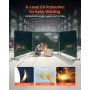 VEVOR Welding Screen with Frame, 3-Panel 1.74 x 2.34m Welding Curtain Screen, Flame-Resistant Vinyl Protection Screens with 12 W