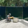 Welding Screen with Frame, 3-Panel 1.74 x 2.34m Welding Curtain Screen, Flame-Resistant Vinyl Protection Screens with 12 Wheels 