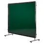 Welding Screen with Frame, 3-Panel 1.74 x 2.34m Welding Curtain Screen, Flame-Resistant Vinyl Protection Screens with 12 Wheels 