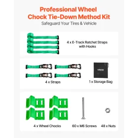 VEVOR Wheel Chock Tie-Down Kit, Chock-Style Trailer Tie Down Strap, Car Tie Down Kit with Buckle, Break Strength 1986.73 kg & Wo
