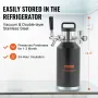 Beer Growler Tap System, 64Oz 1.89L Mini Keg, 304 Stainless Steel Pressurized Beer Growler, Keg Growler with Pressure Display, C