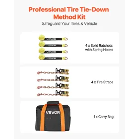 VEVOR Wheel Chock Tie-Down Kit, Tire-Style Tow Dolly Strap, Car Tie Down Kit with Heavy-Duty Hook, Break Strength 4540 kg & Work