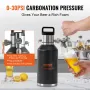 Beer Growler Tap System, 64Oz 1.89L Mini Keg, 304 Stainless Steel Pressurized Beer Growler, Keg Growler with Pressure Display, C
