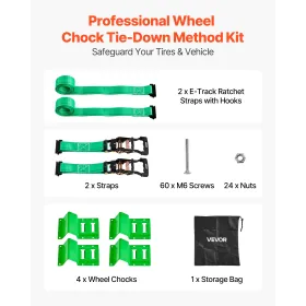 VEVOR Wheel Chock Tie-Down Kit, Chock-Style Trailer Tie Down Strap, Car Tie Down Kit with Buckle, Break Strength 1986.73 kg & Wo