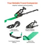Wheel Chock Tie-Down Kit, Tire-Style Tow Dolly Strap, Car Tie Down Kit with Heavy-Duty Hook, Break Strength 4540 kg & Working Lo