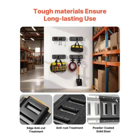 VEVOR E-Track Tie-Down Rail Kit, 4 pakke 0,4 m E skinneskinner, 2 U-formede kroge, 2 værktøjsholdere, 2 skinnehyldebeslag, 2