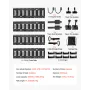 E-Track Tie-Down Rail Kit, 4 Pack 0.4 m E Track Rails, 2 U-Shaped Hooks, 2 Tool Holders, 2 Track Shelf Brackets, 2 Tire Holders,