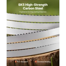 VEVOR båndsavklinge, 3810 mm længde, 4 TPI båndsavklinge med 18 HRC hærdede skarpe tænder, SK5 højstyrke kulstofstål, 19 m