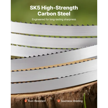 Bandsaw Blade, 3810 mm Length, 4 TPI Band Saw Blade with 18 HRC Hardened Sharp Teeth, SK5 High-Strength Carbon Steel, 19 mm Widt