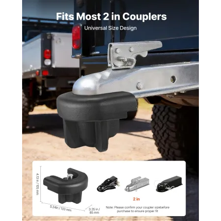 Trailer Hitch Lock, Compatible with 50.8 mm Couplers, Heavy-Duty Anti-Theft Trailer Ball Lock with 3 Keys, Prying-Resistant & Im