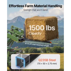 3 Point Hitch Pallet Forks, 680 kg Clamp on Pallet Forks, 128 cm Total Length Heavy-Duty Tractor Fork with 73.5-117 cm Adjustabl