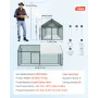 Metal Chicken Coop for 4-6 Chickens, 1 x 2 x 1 m, Small Chicken Cage with Waterproof Cover & Double Doors, Spire Roof Poultry Ru