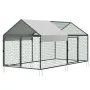 Metal Chicken Coop for 4-6 Chickens, 1 x 2 x 1 m, Small Chicken Cage with Waterproof Cover & Double Doors, Spire Roof Poultry Ru