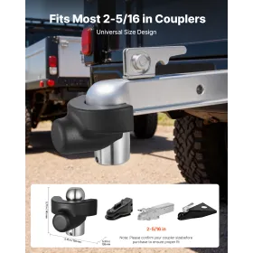 VEVOR Trailer Hitch Lock, Compatible with 58.7 mm Couplers, Heavy-Duty Anti-Theft Trailer Ball Lock with 3 Keys, Prying-Resistan