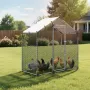 Large Metal Chicken Coop, 2 x 1 x 2 m, Walk-in Chicken Run House with Waterproof Cover & Sturdy Frame, Spire Roof Poultry Cage D