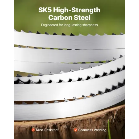 VEVOR Bandsaw Blade, 1832 mm Length, 4 TPI Band Saw Blade with 18 HRC Hardened Sharp Teeth, SK5 High-Strength Carbon Steel, 12.7