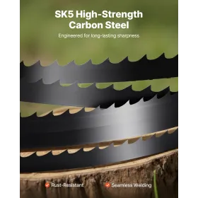 VEVOR Bandsaw Blade, 1511 mm Length, 6 TPI Band Saw Blade with 15 HRC Hardened Sharp Teeth, SK5 High-Strength Carbon Steel, 6.35