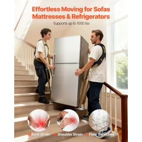 VEVOR Moving Straps, Supports up to 453.6 kg, 2-Person Lifting and Moving System with 2 Harness Straps & 2 Load-bearing Straps, 