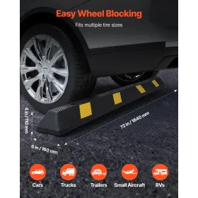 VEVOR Parking Stopper, 1840 mm Heavy Duty Parking Aid for Garage, Rubber Curb Garage Floor Stopper with Reflective Strips, Vehic