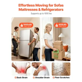 VEVOR flyttestropper, 2-personers løfte- og flyttesystem med 2 selestropper, 2 bærende stropper og 1 håndholdt strop, Adjusta