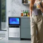 VEVOR Commercial Ice Maker Machine, 59kg/24H with 15kg Storage, 45 Cubes per Cycle, Stainless Steel Freestanding & Under Counter