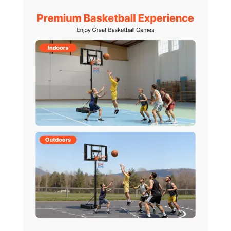 bærbart basketballstativ, 1,35 til 3,05 m Højdejustering