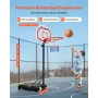 Portable Basketball Stand, 1.6 to 2.1m Height Adjustment Basketball Hoop & Goal, Kids Adjustable Basketballs Hoop with Nylon Net