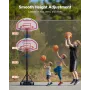 Portable Basketball Stand, 1.6 to 2.1m Height Adjustment Basketball Hoop & Goal, Kids Adjustable Basketballs Hoop with Nylon Net