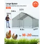 VEVOR Large Metal hønsegård, 3 x 3 x 2 m, Walk-in hønsegårdshus med vandtæt dæksel og robust ramme, Spire Roof Fjerkræ