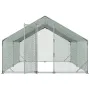Large Metal Chicken Coop, 3 x 3 x 2 m, Walk-in Chicken Run House with Waterproof Cover & Sturdy Frame, Spire Roof Poultry Cage D