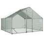 Large Metal Chicken Coop, 3 x 3 x 2 m, Walk-in Chicken Run House with Waterproof Cover & Sturdy Frame, Spire Roof Poultry Cage D