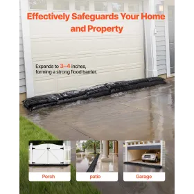 VEVOR Flood Barrier, 4 Pack, 1530 x 210 mm Flood Bags Activated by Water, Reusable Water Absorbent Barrier, Sandless Sandbags Bl