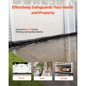 VEVOR Flood Barrier, 8 Pack, 480 x 435 mm Flood Bags Activated by Water, Reusable Water Absorbent Barrier, Sandless Sandbags Blo