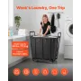Laundry Cart, Rolling Grocery Utility Cart with Waterproof Liner & Swivel Wheels, 118 KG Large Load Capacity, Heavy Duty Shoppin