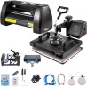 Heat Press Transfer Machine, 14in/375mm Vinyl Cutter Plotter, 5 in 1 Multifunctional 12 x 15in Platen Press, Art Craft Printer
