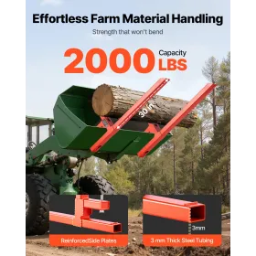 VEVOR Pallet Forks, 907 kg Clamp on Pallet Forks, 109 cm Total Length Heavy-Duty Quick Attach Tractor Fork Compatible with Tract