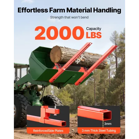 VEVOR pallegafler, 907 kg klemme på pallegafler, 109 cm total længde Heavy-Duty hurtigmonteret traktorgaffel kompatibel med