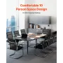 VEVOR konferencebord, 2400 mm bådformet kontormødebord til 10 personer, moderne stor bådmødebord med metalben,
