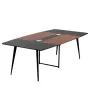 Conference Table, 2400 mm Boat Shaped Office Meeting Table for 10 Person, Modern Large Boat Meeting Desk with Metal Legs, for Of