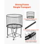 Laundry Cart, Rolling Round Grocery Utility Cart with 360° Swivel Wheels, 27 KG Large Load Capacity, Heavy Duty Carbon Steel Sho