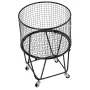 Laundry Cart, Rolling Round Grocery Utility Cart with 360° Swivel Wheels, 27 KG Large Load Capacity, Heavy Duty Carbon Steel Sho