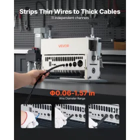 VEVOR Electric Wire Stripper Machine, 1.5-40 mm, 11 Channel Automatic Copper Cable Stripper, 370W Wire Stripper Tool with Manual