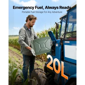 VEVOR Metal Fuel Container, 20 L, Fuel Jerry Can with Spout and Comfort Handle, 6 L/min Max Flow Rate, Leakproof & Corrosion-res