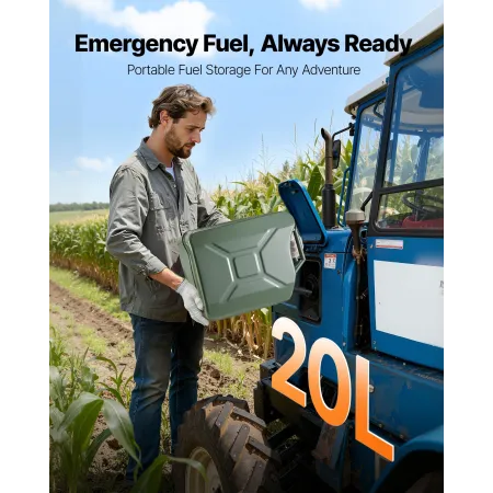 VEVOR metalbrændstofbeholder, 20 l, brændstofdunk med tud og komforthåndtag, 6 l/min maks. flowhastighed, lækagesikker og