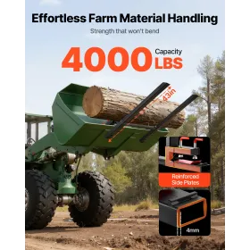 VEVOR Pallet Forks, 1814 kg Clamp on Pallet Forks, 149 cm Total Length Heavy-Duty Tractor Fork with Anti-Tilt Bar & Adjustable S