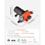 RV Water Pump, 12V DC 5 GPM (18.9 L/min), 4-Chamber Self-Priming Diaphragm Water Pump with Automatic Pressure Switch, 70 PSI Max